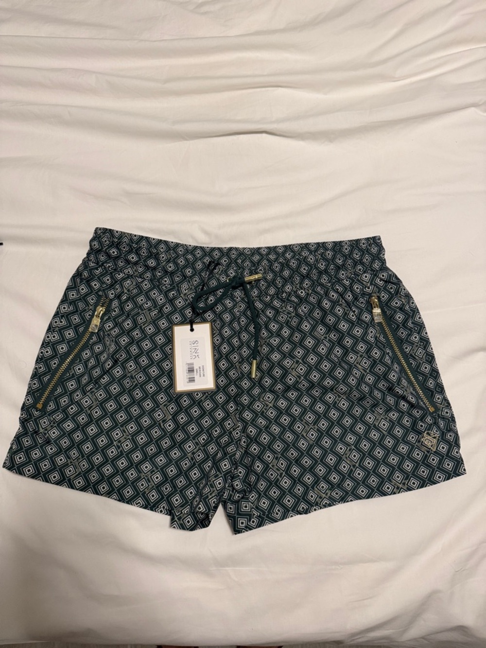 Men's Geometric Print Swim Trunks - Navy/White